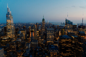 Stunning and Breathtaking Sunset View Over the Iconic Manhattan Skyline