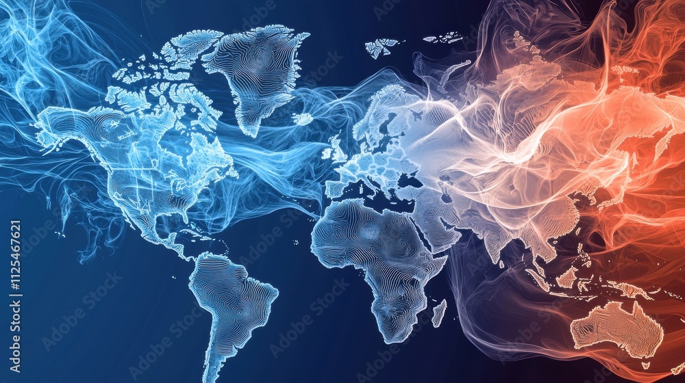 Poster dynamic air pressure systems digital map visualization global weather analysis modern technology env
