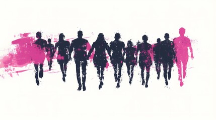 Dynamic abstract figures symbolizing structured teamwork, progress, and unity in achieving organizational goals.