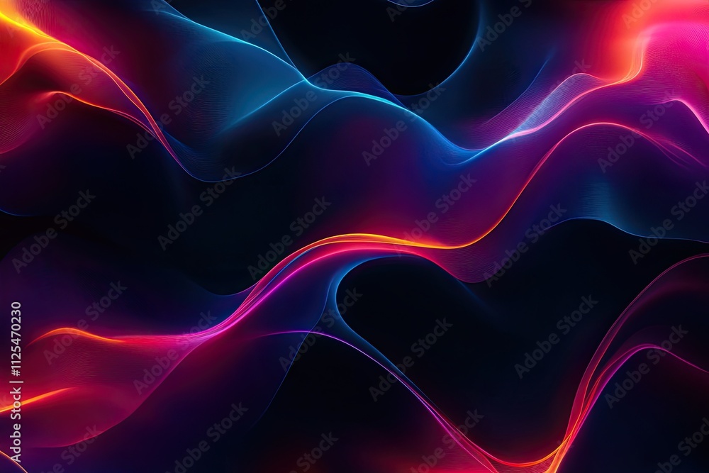 Poster panoramic abstract liquid wave curve banner with dark background. black abstract background. black a