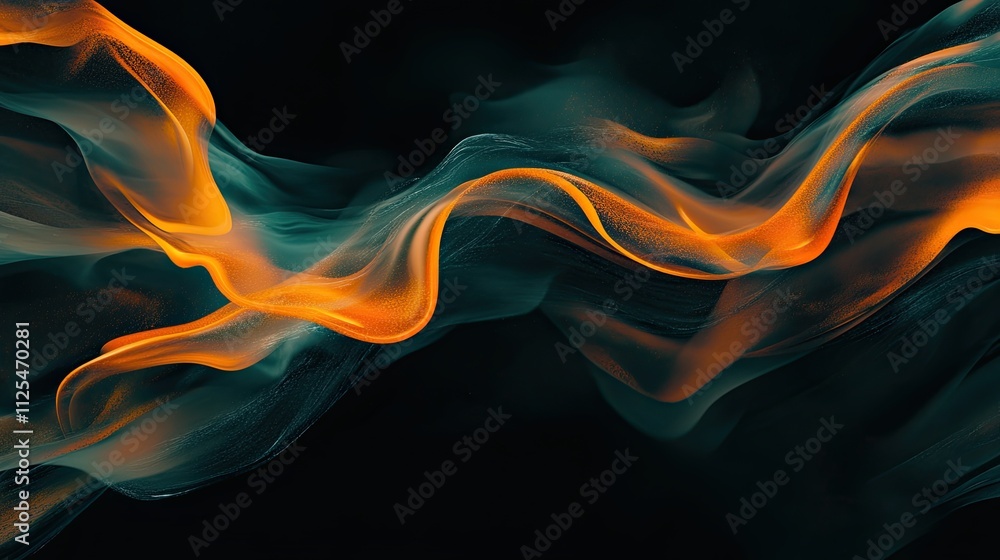 Poster panoramic abstract liquid wave curve banner with dark background. black abstract background. black a