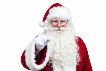 Smiling Santa Claus Pointing At You Against a White Background