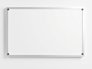 Blank white board with sleek modern frame, isolated on white background, office