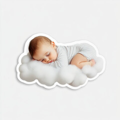 Peaceful baby sleeping on a fluffy white cloud in a serene setting, evoking warmth and tranquility.