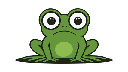 cute green frog with sad face cartoon