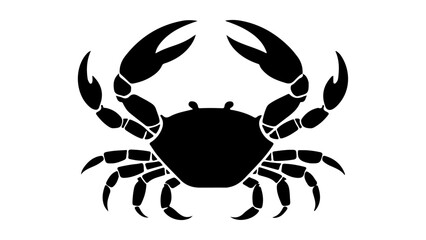 crab tattoo, simple crab outline vector illustration, crab with claws from top view silhouette