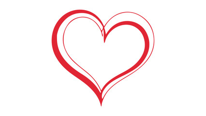 red heart, simple heart outline illustration, red hearth silhouette line art, romance an love symbol  icon