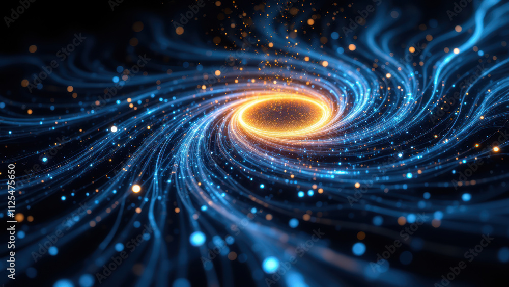 Poster cosmic blue nebula with swirling motion, showcasing a rag or retrieval augmented generation concept.