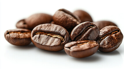 Naklejka premium Macro view of coffee beans, earthy tones and intricate details