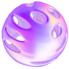 Abstract Purple and White Iridescent Sphere with Cutouts - 3D Render