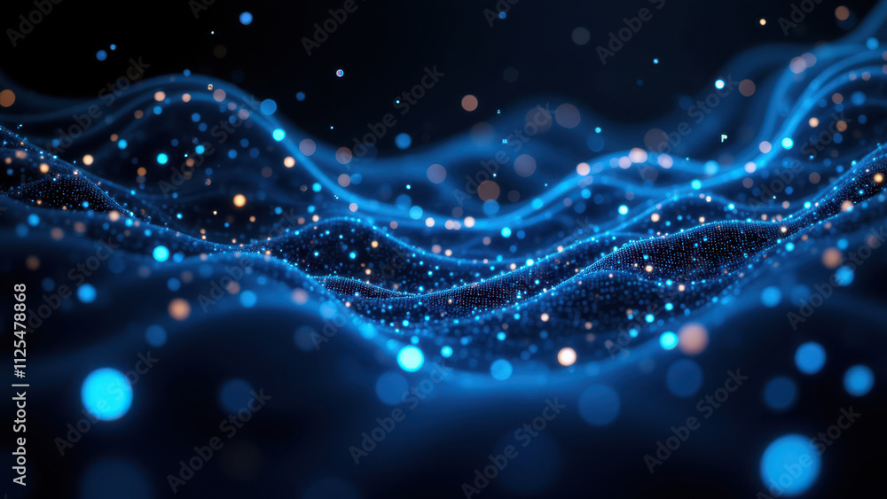 Aufkleber vibrant blue abstract pattern resembling a galaxy or network, with particles and swirls creating a s