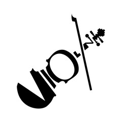 Violin logo. The letters of the word are drawn in the form of a violin. Vector illustration in black isolated on a white background
