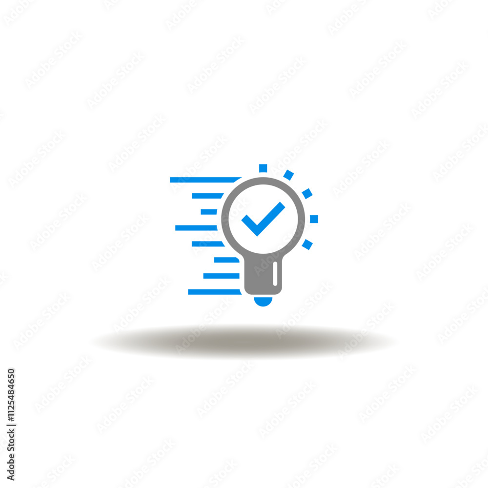 Poster vector illustration of lightbulb fast move with check mark. symbol of top tips.