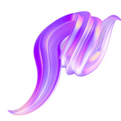 Abstract Purple and Pink Iridescent Swirl 3D Render of Fluid, Glossy, and Shiny Liquid Design