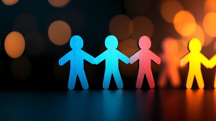 Abstract human figures interconnected in a circular design, symbolizing teamwork, collaboration, and unity in achieving shared goals and mutual success.