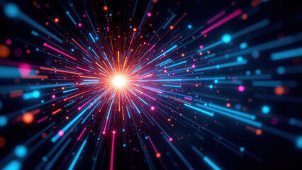 Naklejka premium Stunning digital fireworks effect with bright colors of blue, pink, yellow, and orange.