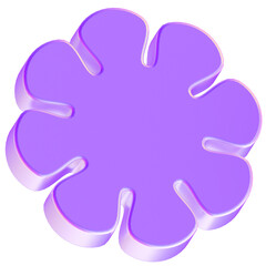 Abstract Purple Flower Shape 3D Render of a Playful, Organic Design Element