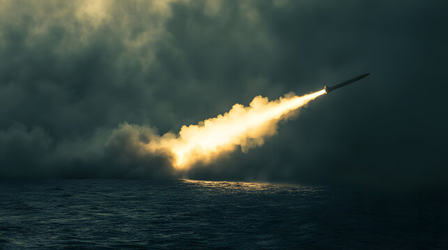 A U.S. Navy destroyer firing a Tomahawk missile during a live-fire exercise.