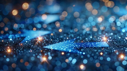 Futuristic blue arrows indicating progress with glowing particles in a digital environment