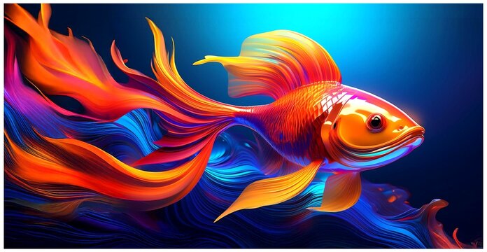 Goldfisch farblich bunt blau-orange