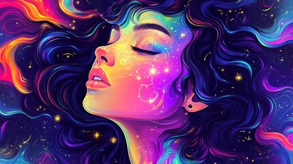 Vibrant Abstract Background with Ripples and Constellations