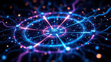 A futuristic digital art representation of a brain's neural network with glowing nodes and connections, symbolizing artificial intelligence and RAG (Retrieval Augmented Generation) technology.