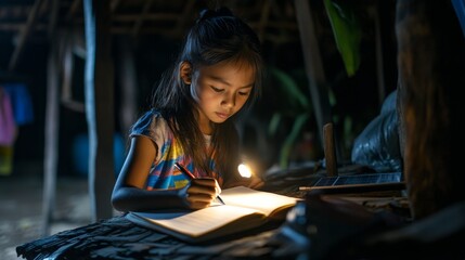 Fototapeta premium Girl Studies Under Solar Light
