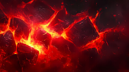 Close-up of glowing red coals displaying intense warmth and energy, perfect for capturing the essence of heat, passion, and fiery ambiance. Ember. Illustration
