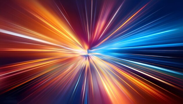A dynamic, vibrant display of multicolored light beams creating a burst effect. This image conveys energy, speed, and movement. An abstract colorful texture with blurred streaks and motion effects