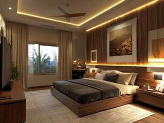 Elegant Modern Hotel Room with Large Picture