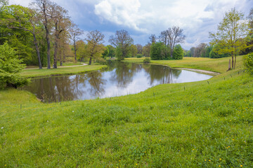 Serene Pond in Lush Spring Landscape