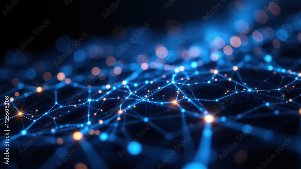Poster close-up of a network with glowing nodes, representing rag, retrieval augmented generation.