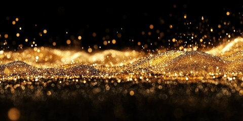 Naklejka premium Luxurious Confetti: Elegant Gold Glitter Photography