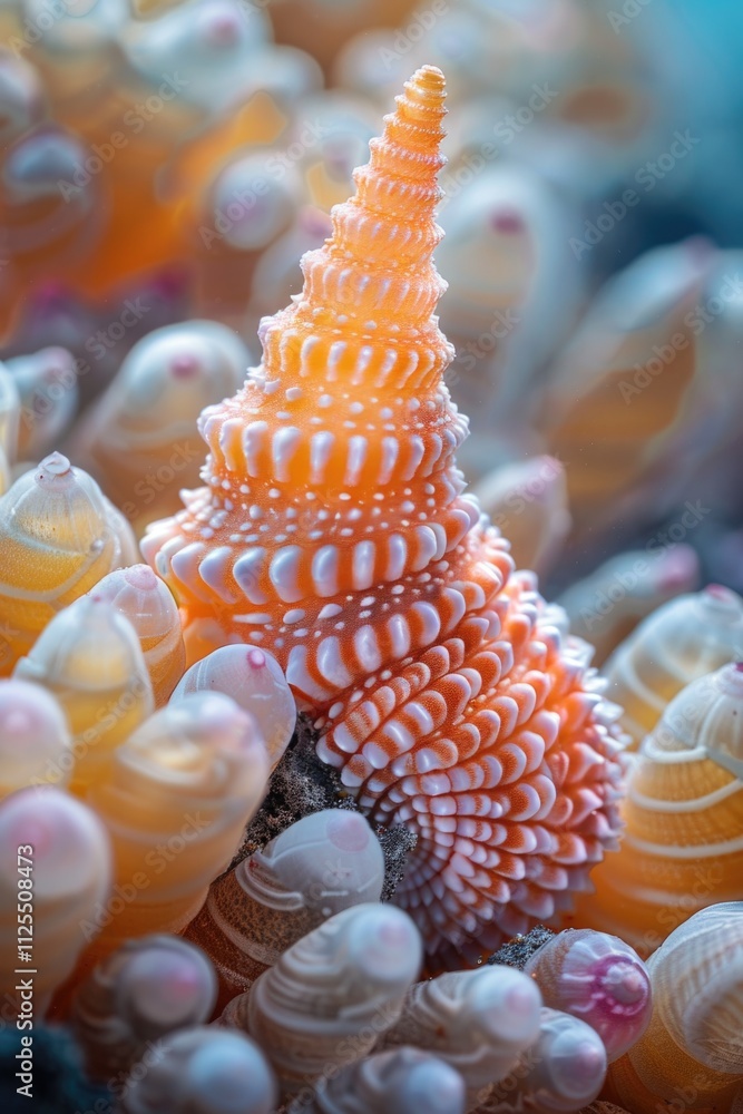 Poster close-up of various sea shells on a surface