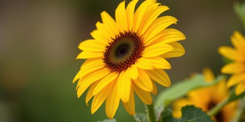 Obraz premium Bright sunflower flower with vibrant yellow petals and a dark center, sunflower