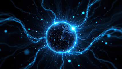 Fototapeta premium A digital rendering showcasing a futuristic energy core, possibly representing technology or power within the context of Retrieval Augmented Generation (RAG).