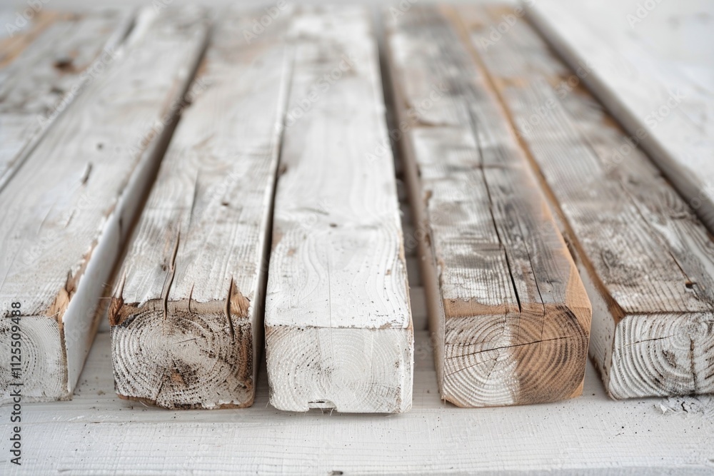 Poster a pile of wood sits atop a table, ready for use or display