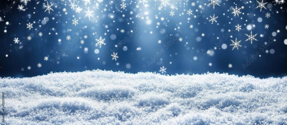 Aufkleber winter background with snowflakes and copy space, in a blue and white color scheme snow-covered land