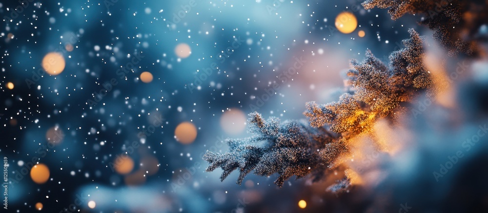Poster a beautiful winter background with snowflakes and bokeh lights, perfect for festive or holiday desig