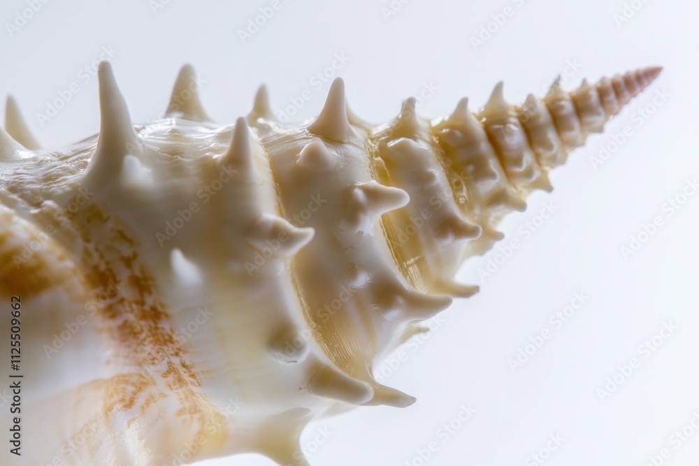 Poster a detailed view of a seashell on a plain white background
