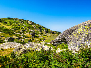 Beautiful summer Rila Mountains landscape - the highest mountain range of the Balkans, near the Seven Rila Lakes, Bulgaria