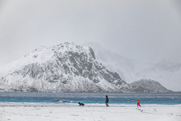 Winter landscape in Lofoten Archipelago, Norway, Europe	