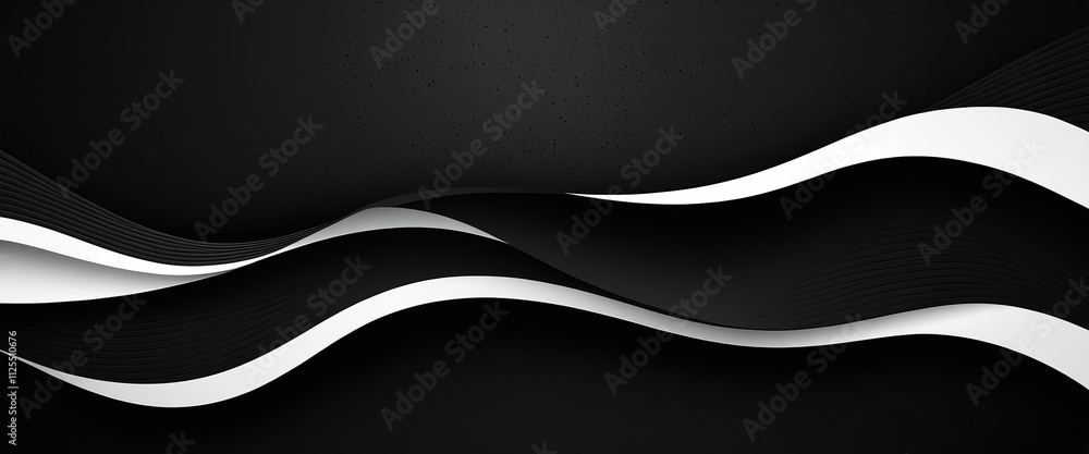 Poster black and white abstract wave design with dynamic flowing lines and minimalistic elegance