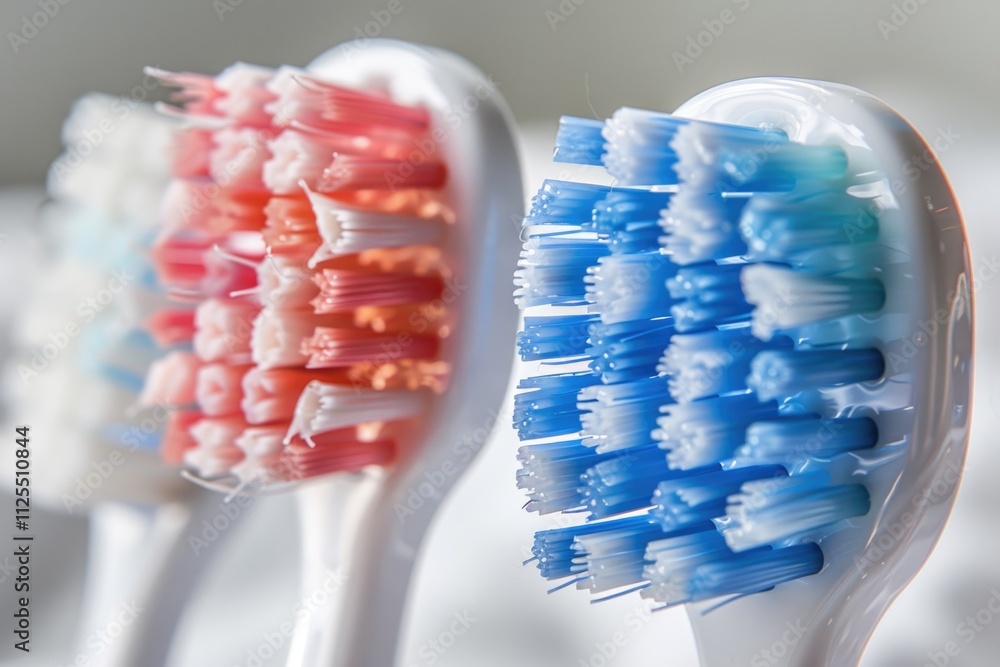Poster toothbrushes arranged neatly on a surface, possibly for display or storage