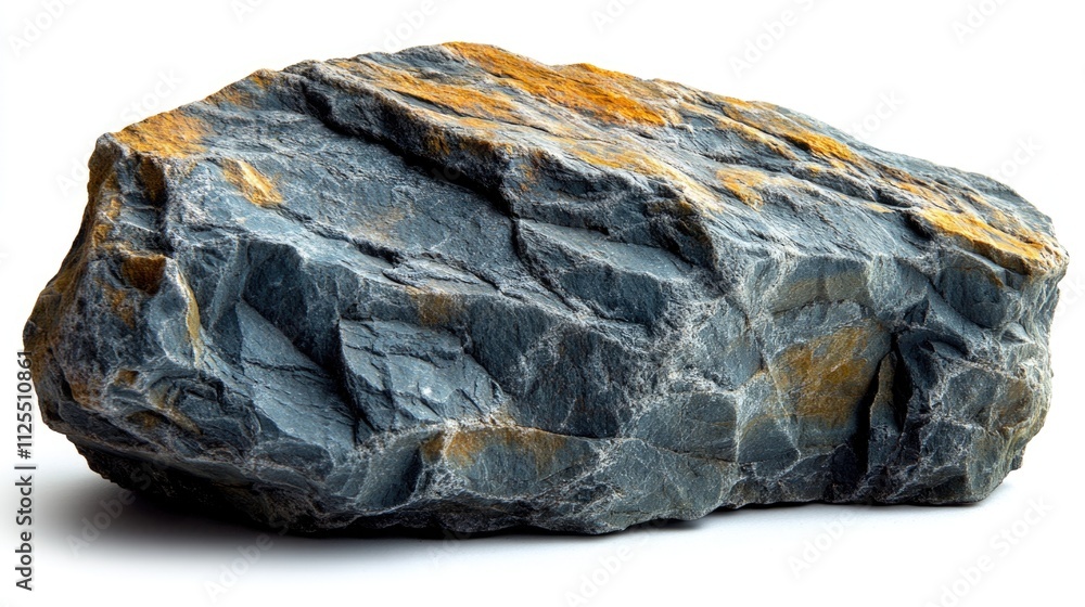 Poster a single rock resting on a plain white background