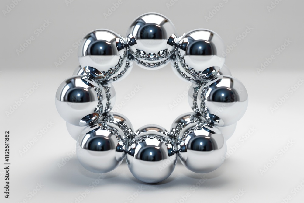Poster A group of shiny balls forming a circular pattern
