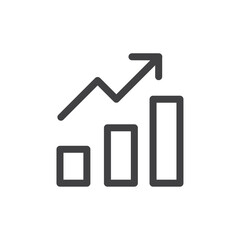 Arrow chart moving upwards icon Vector logo outline
