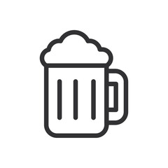 Beer mug with foam icon Vector logo outline