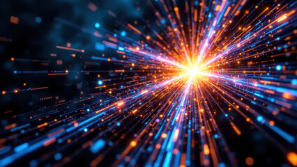 Naklejka premium A dynamic display of data points with a fiery glow, representing the concept of Retrieval Augmented Generation (RAG).