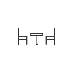 Dining table with chairs icon Vector logo outline
